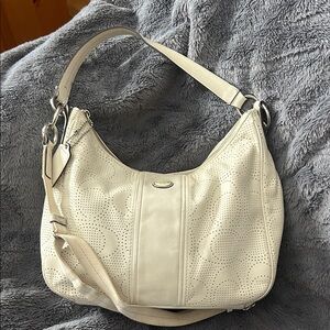 Coach Off-White Perforated Leather Shoulder Bag